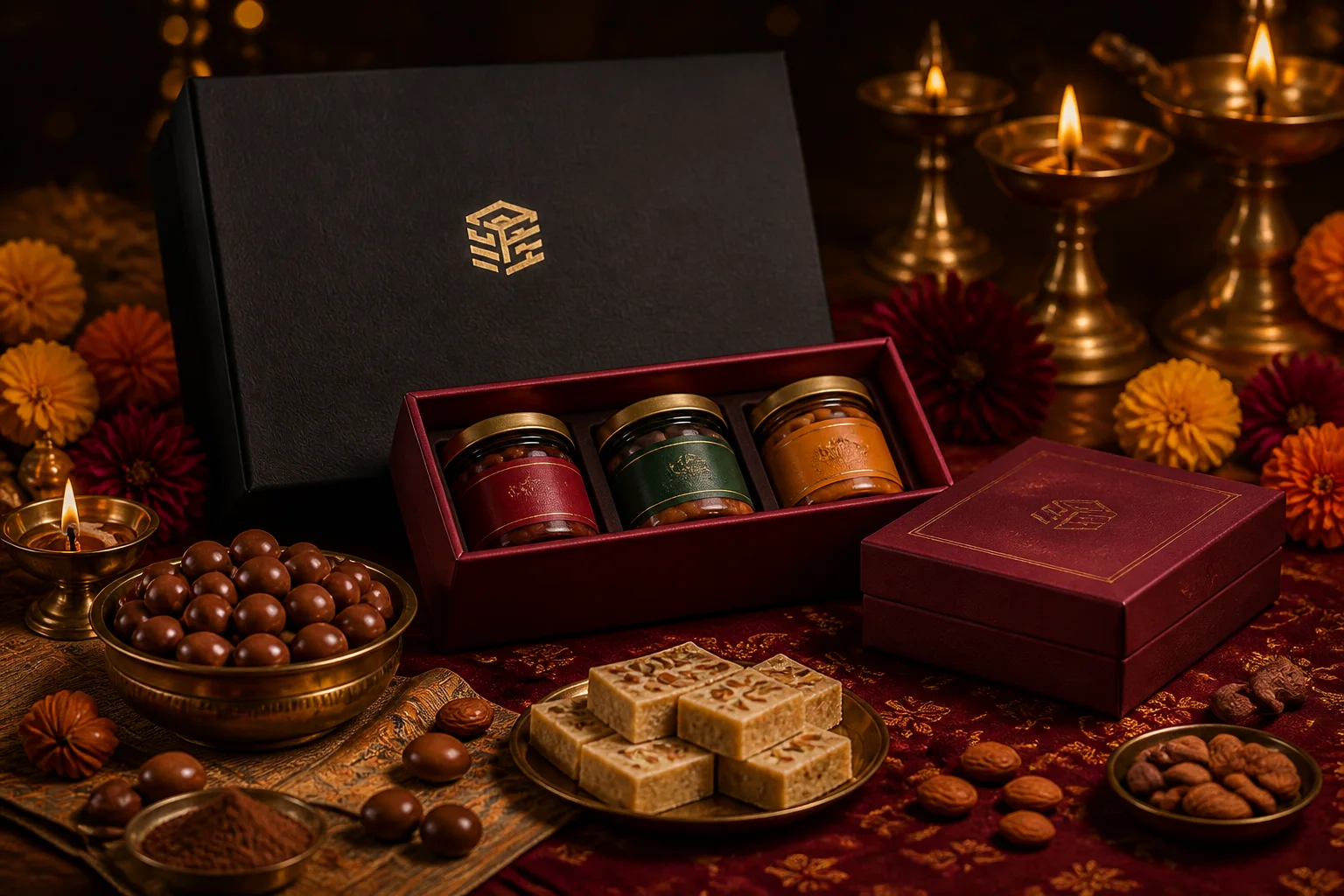 Thrivebox hamper presented in a festive setting